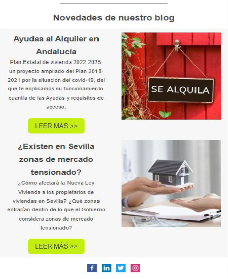 Ejemplo de newsletter de novedades para inmobiliaria