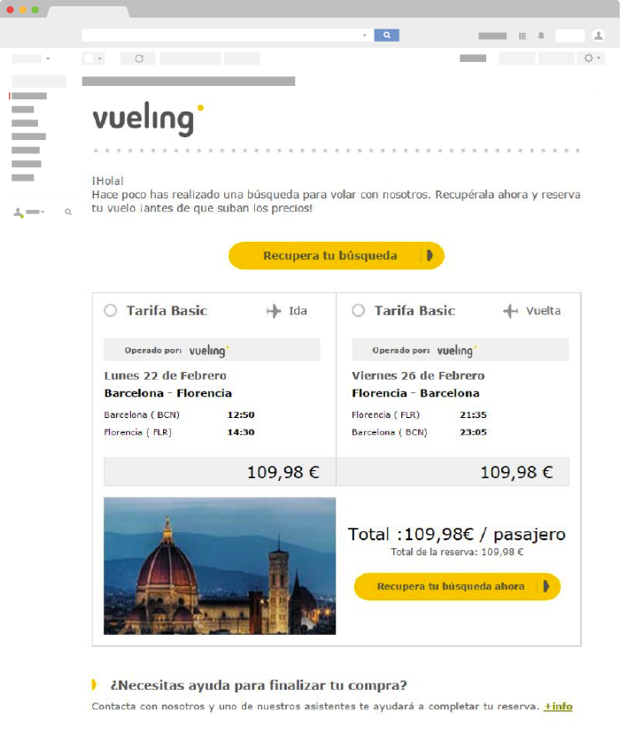 Ejemplo de Email Transaccional de Vueling
