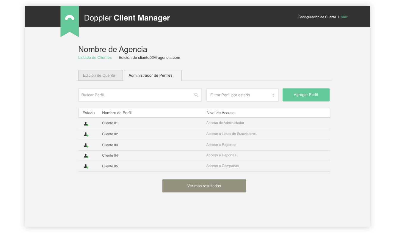 Client Manager de Doppler: niveles de acceso por cliente